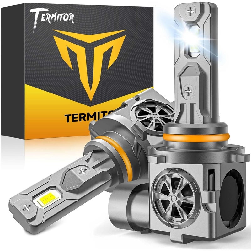 Termitor 9005/HB3 Light Bulbs, 50000LM 1000% Ultra Brightness, 6500K Cool White,1:1 Mini Halogen Size, Fog Light Bulbs with Cooling Fan, Plug and Play, Pack of 2 - Image 1