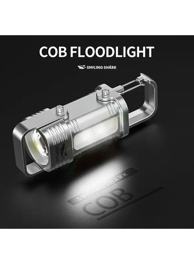 TIP 138K Mini Super Bright LED Rechargeable Flashlight 7 Modes Torch COB Floodlight Hanging Hook Portable Keychain Light For Outdoor Camping Emergency - Image 5