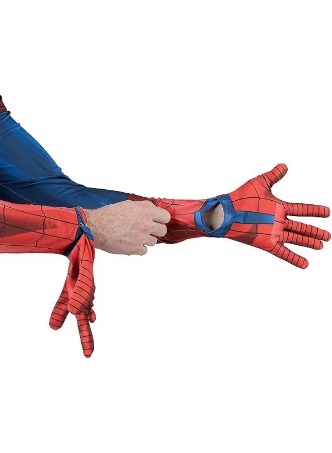 Kidzilla Adult Red & Blue Spider-Man Costume – Full-Body Web-Print Jumpsuit for Halloween & Cosplay M - Image 5