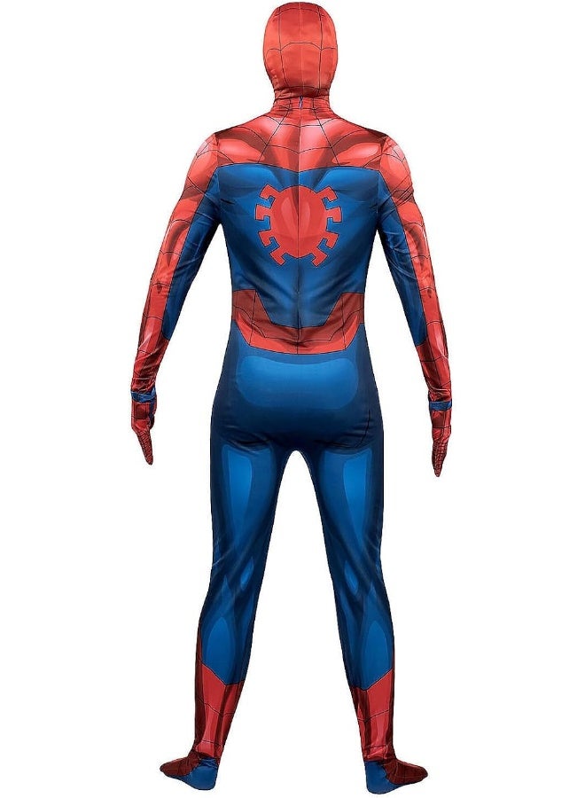 Kidzilla Adult Red & Blue Spider-Man Costume – Full-Body Web-Print Jumpsuit for Halloween & Cosplay M - Image 4