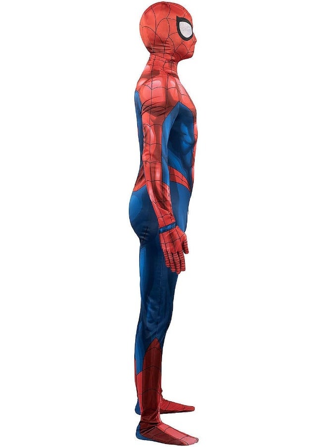 Kidzilla Adult Red & Blue Spider-Man Costume – Full-Body Web-Print Jumpsuit for Halloween & Cosplay M - Image 3