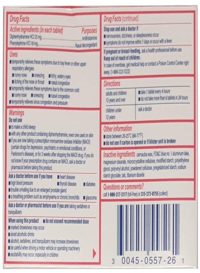 Benadryl Allergy + Congestion, 24 Tablets Each (Pack of 4 - Image 2