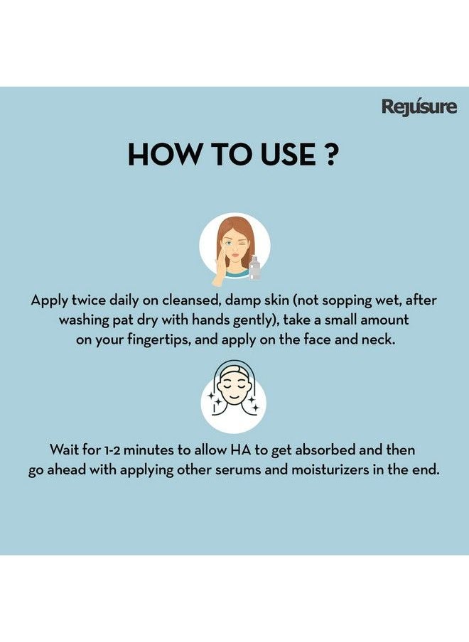Rejusure 2% Hyaluronic Acid + Vitamin B5 Facial Serum Provides Multilevel Hydration For Women & Men With Dry & Normal Skin 10Ml  - Image 4