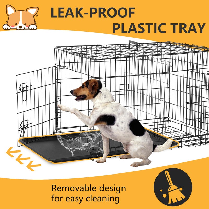 FDW Dog Crate Dog Kennel Cage with Double Door,36 inch Folding Metal Wire Dog Cage with Removable Tray&Divider Panel,Pet Crate for Medium Dogs,Black - Image 5