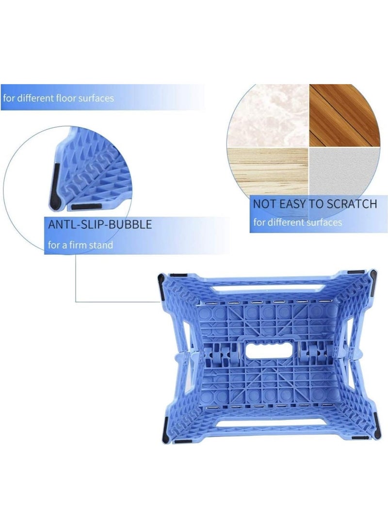 Generic - Folding Step Stool for Children, Collapsible Foot Stools 9-Inch Height, Foldable Plastic Stool for Kitchen, Bathroom, Garden, Indoor, Stool Lightweight Outdoor, Holds Up to 300 lbs - Blue - Image 1
