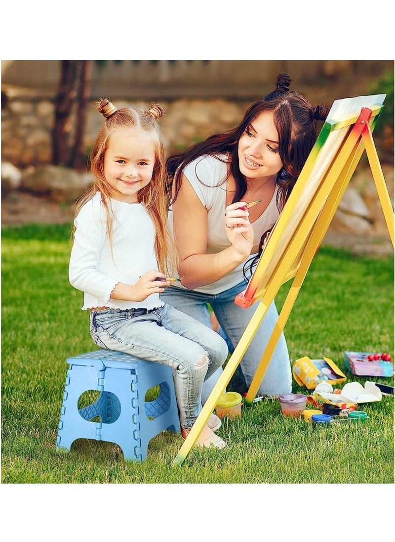 Generic - Folding Step Stool for Children, Collapsible Foot Stools 9-Inch Height, Foldable Plastic Stool for Kitchen, Bathroom, Garden, Indoor, Stool Lightweight Outdoor, Holds Up to 300 lbs - Blue - Image 1