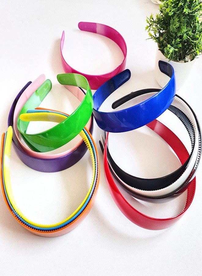 LIVECOOL Set Of 12 Plastic Hair Bands for Girls & women (EXTRA-WIDE, MULTI-COLOUR) headband, Plastic Headband for Girls and Women - Image 2