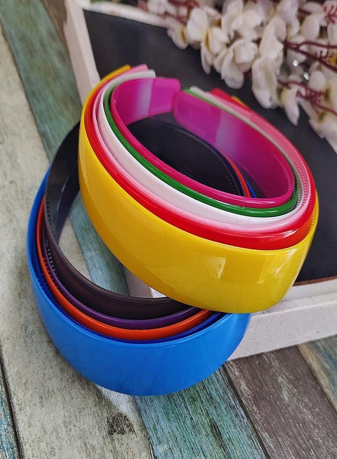 LIVECOOL Set Of 12 Plastic Hair Bands for Girls & women (EXTRA-WIDE, MULTI-COLOUR) headband, Plastic Headband for Girls and Women - Image 4