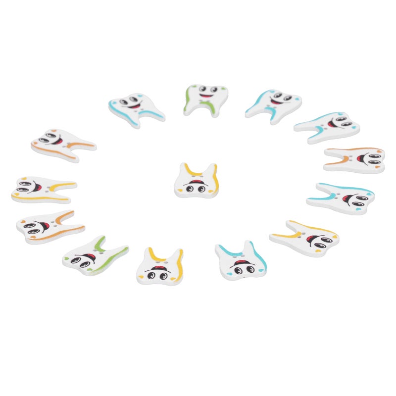 Wooden Sew On Buttons: 2 Hole High Quality Wood Cartoon Teeth Shape - Multi Purpose Personality Design Decor for Knitted Sweaters Scrapbook Backpacks Shoes Hats Shirts - Image 3