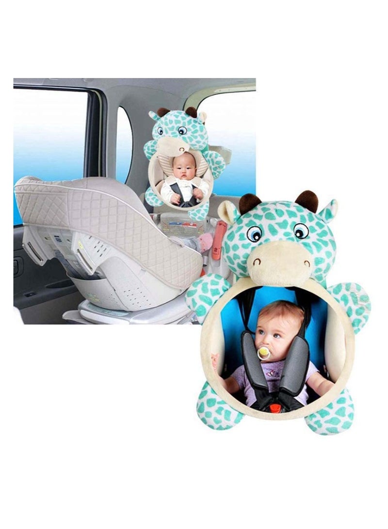Baby Car Mirror, Shatterproof Rear Facing Backseat Mirror Educational Plush Cartoon Animal Toy on Board Sign Watch Infant in Back Seat While Driving GiftFit to Most Vehicles - Image 1