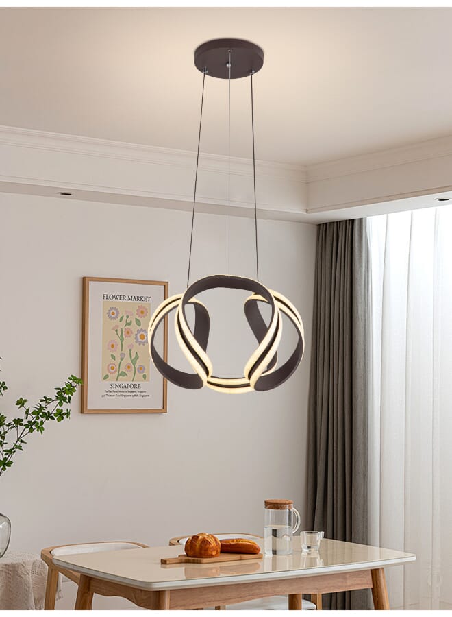 بيست باور ثريا فردي LED حديثة 8023-Coffe مصباح ليد معلق للإضاءة الداخلية مع ثلاثة مستويات إضاءة قابلة للتعتيم، اختيار مثالي لغرف المعيشة أو مناطق تناول الطعام أو غرف النوم - Image 1