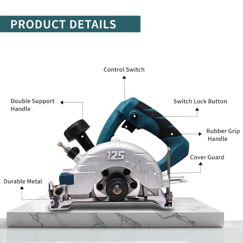PROGEN 9125HGS Heavy Duty AC Powered Marble/Wood/Tile/Granite Cutter | 5-Inch, 1750W, 13500RPM - Image 2