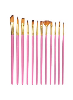Zerodis Kids Paint Brushes12Pcs Preschool Paint Brushes Set Washable Graffiti Tool Drawing Tools For Home School(Rose Red)  - Image 1
