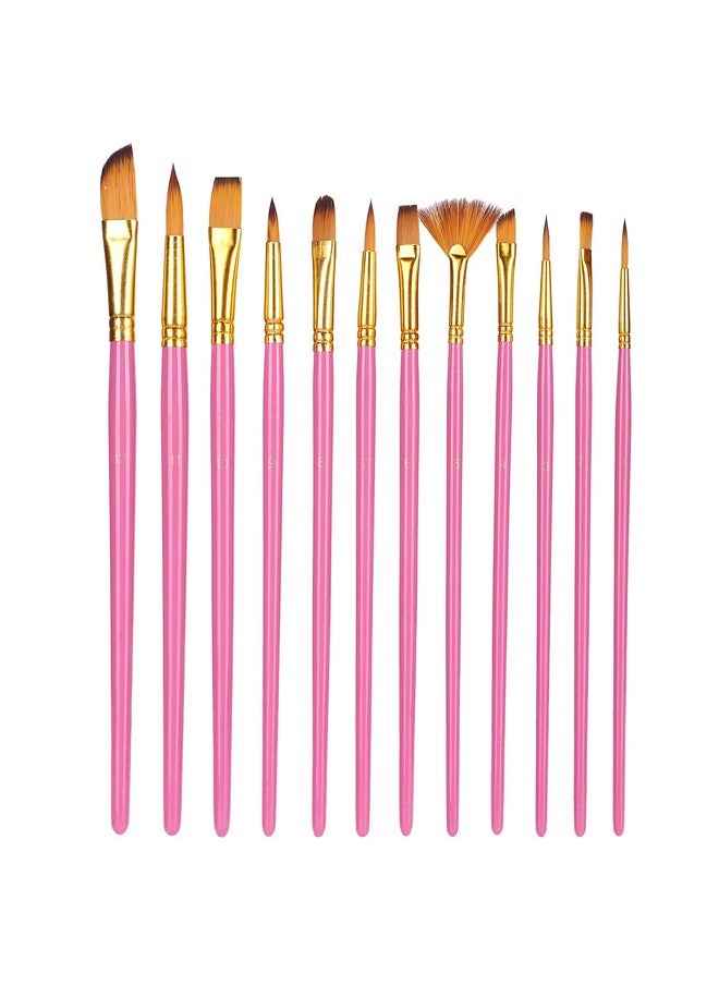 Zerodis Kids Paint Brushes12Pcs Preschool Paint Brushes Set Washable Graffiti Tool Drawing Tools For Home School(Rose Red)  - Image 1
