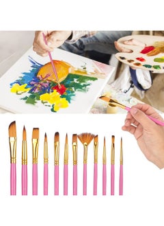 Zerodis Kids Paint Brushes12Pcs Preschool Paint Brushes Set Washable Graffiti Tool Drawing Tools For Home School(Rose Red)  - Image 4