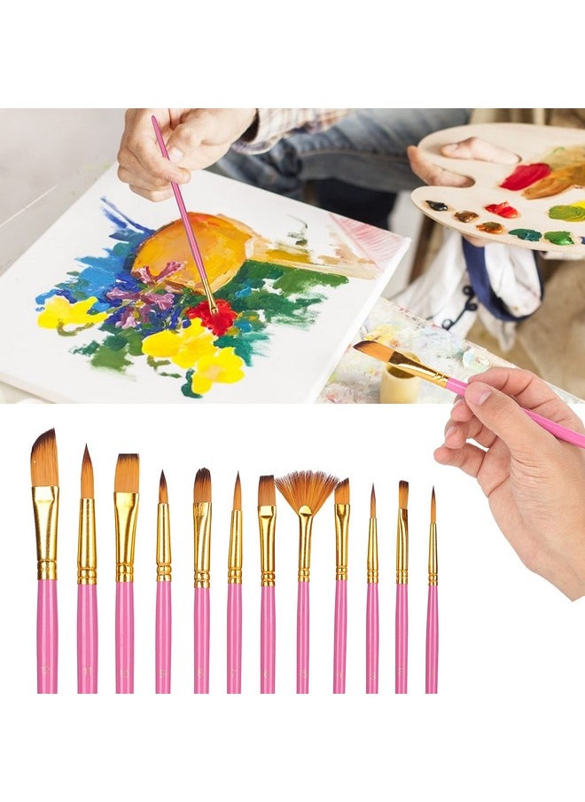 Zerodis Kids Paint Brushes12Pcs Preschool Paint Brushes Set Washable Graffiti Tool Drawing Tools For Home School(Rose Red)  - Image 4