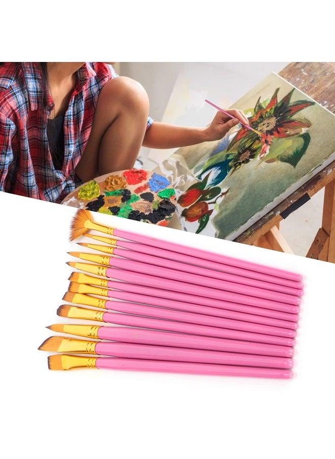 Zerodis Kids Paint Brushes12Pcs Preschool Paint Brushes Set Washable Graffiti Tool Drawing Tools For Home School(Rose Red)  - Image 2