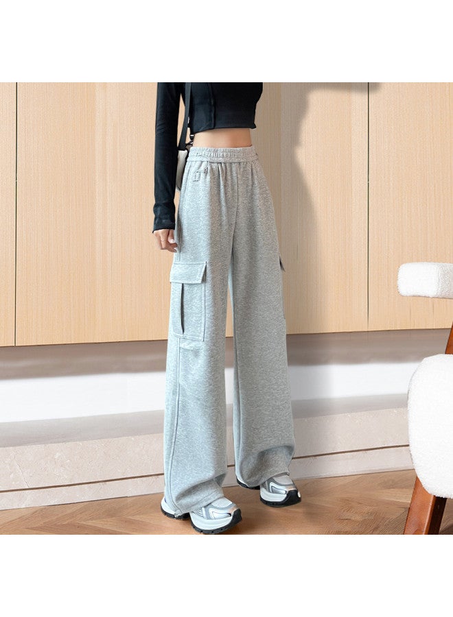 TonLion Spring Korean-style Versatile Sporty Minimalist Floor-length Casual Pants streetwear Chic Loose Fit Slimming Cargo Wide-leg Trousers - Image 4