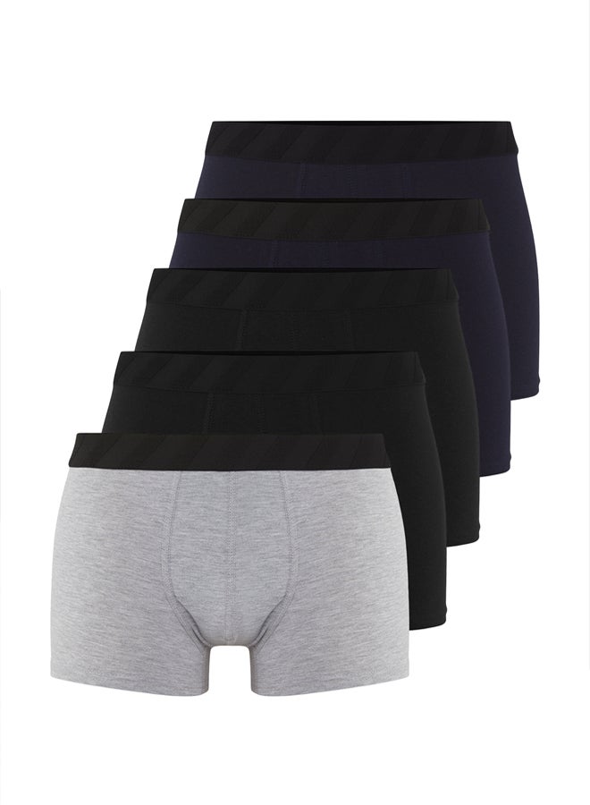 trendyol Navy Blue 5-Pack Basic Flexible Cotton Soft Elastic Boxer - Image 1