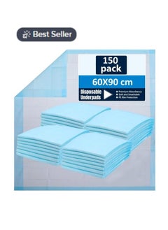 Disposable Underpads, Absorbent Incontinence Bed, Changing Mat for, Kids, Mothers, Elderly, Pets Underpads, Bed Protection 60x90 Pack of 150