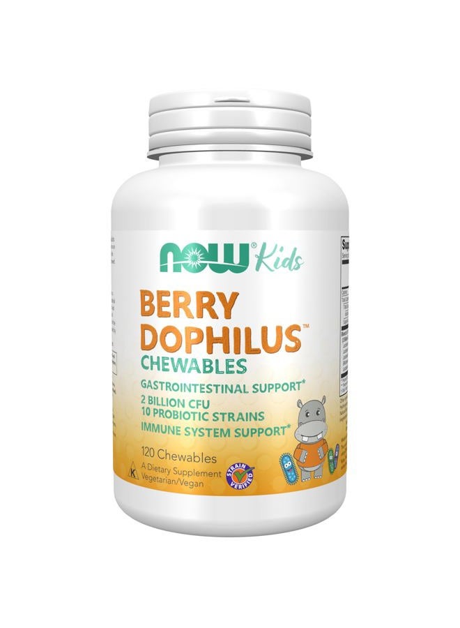 now Supplements, BerryDophilus™ with 2 Billion, 10 Probiotic Strains, Xylitol Sweetened, Strain Verified, 120 Chewables, packaging may vary - Image 1