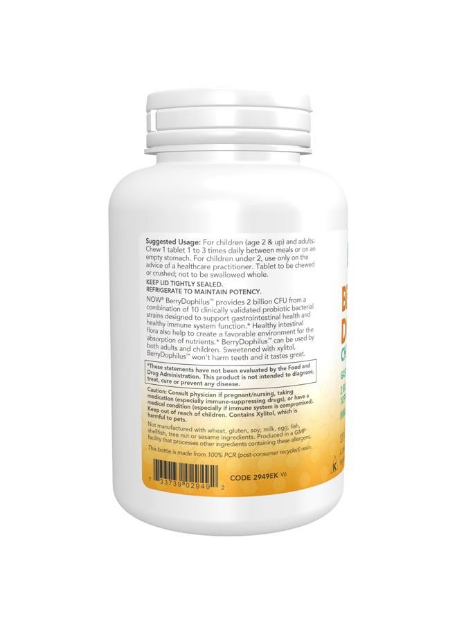 now Supplements, BerryDophilus™ with 2 Billion, 10 Probiotic Strains, Xylitol Sweetened, Strain Verified, 120 Chewables, packaging may vary - Image 3