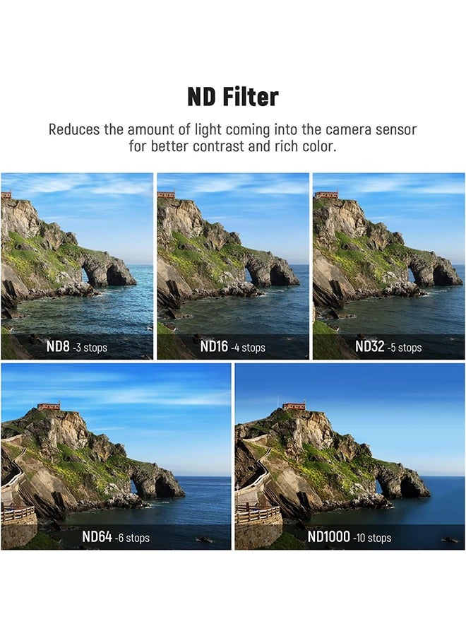 NEEWER ND Filter Set Compatible with GoPro Hero 12 11 10 9 Black, 6 Pack (CPL/ND8/ND16/ND32/ND64/ND1000) Action Camera Accessory Neutral Density Polarizer Lens Filter Kit - Image 4