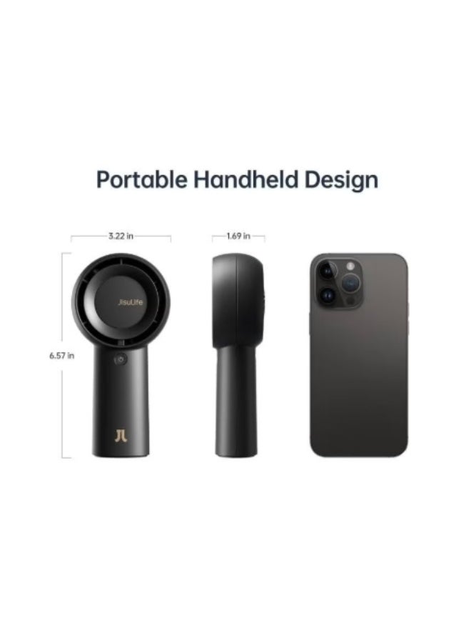 JISULIFE Handheld Turbo Fan Life5 Plus, Mini Portable Hand Fan, 6000mAh USB Rechargeable Personal Fan, 20Hr Max Battery Operated Small Pocket Fan with 5 Speeds for Travel/Outdoor/Home/Office - Image 2