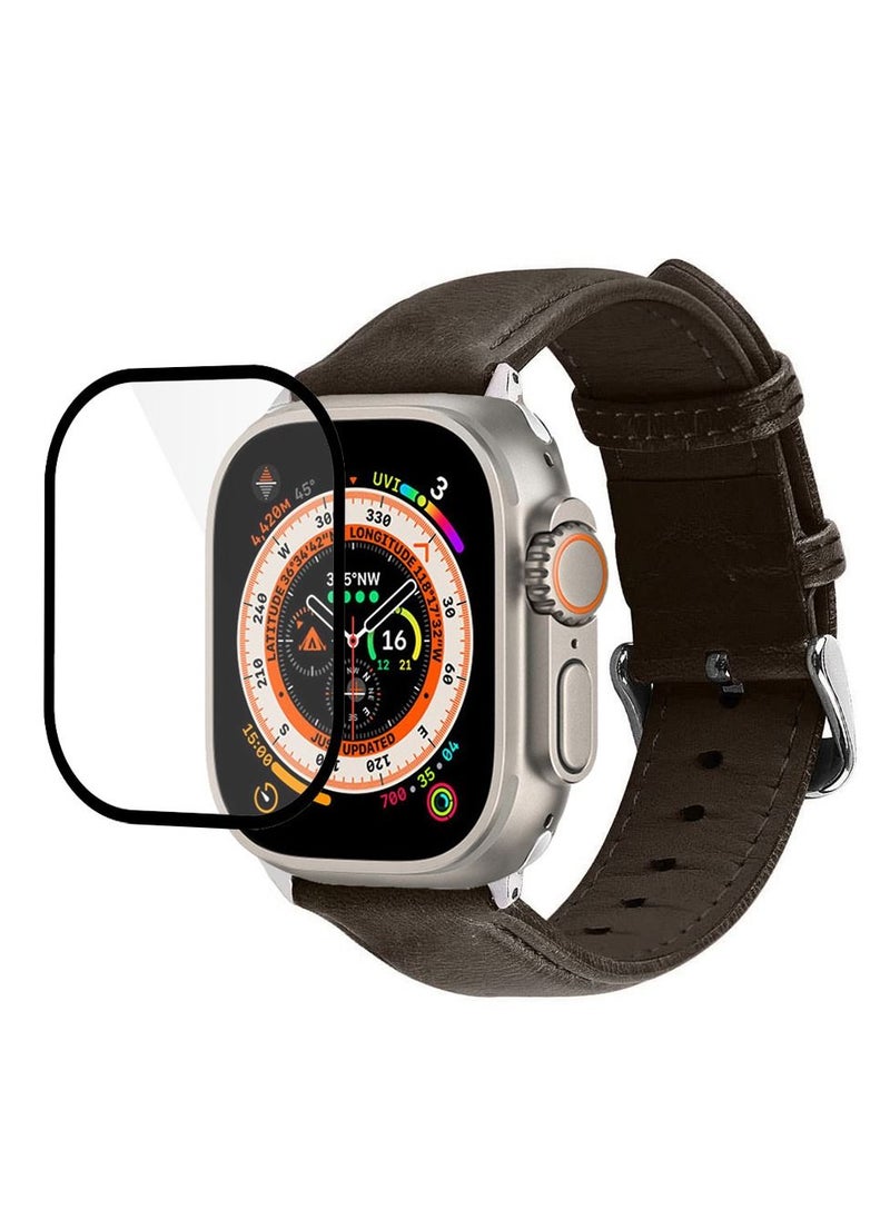 CATANES 2 Packs For Apple Watch Band 49mm Leather Band Buckle Strap Wristband and 3D Screen Protector Choccolaty  - Image 3