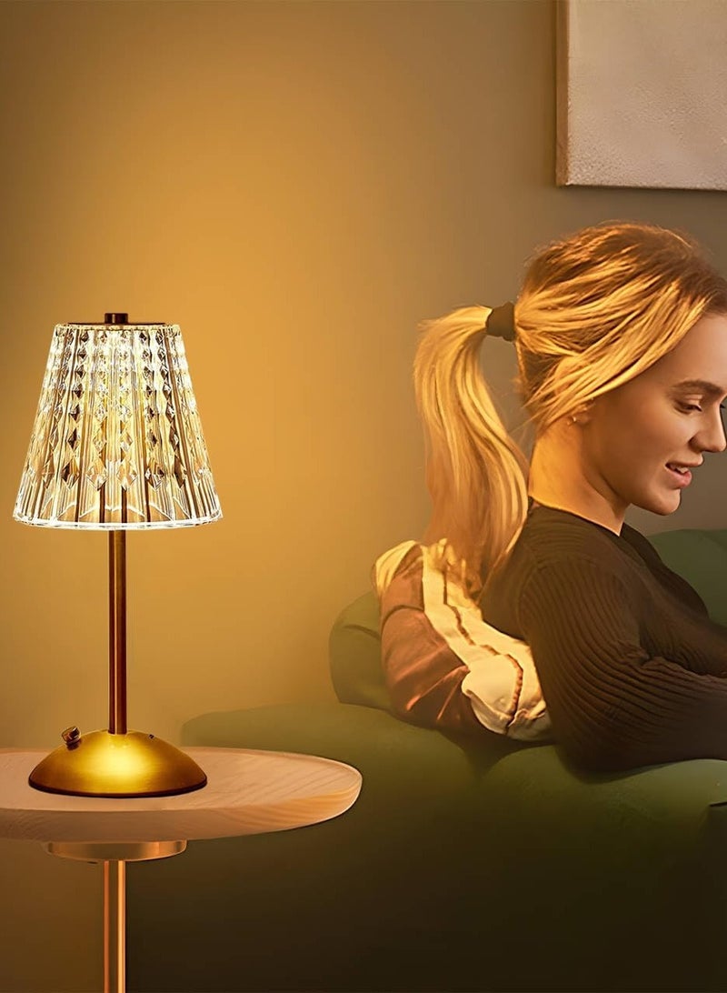 بريمو بلس مصباح طاولة معدني من الكريستال الماسي ذهبي - Image 2