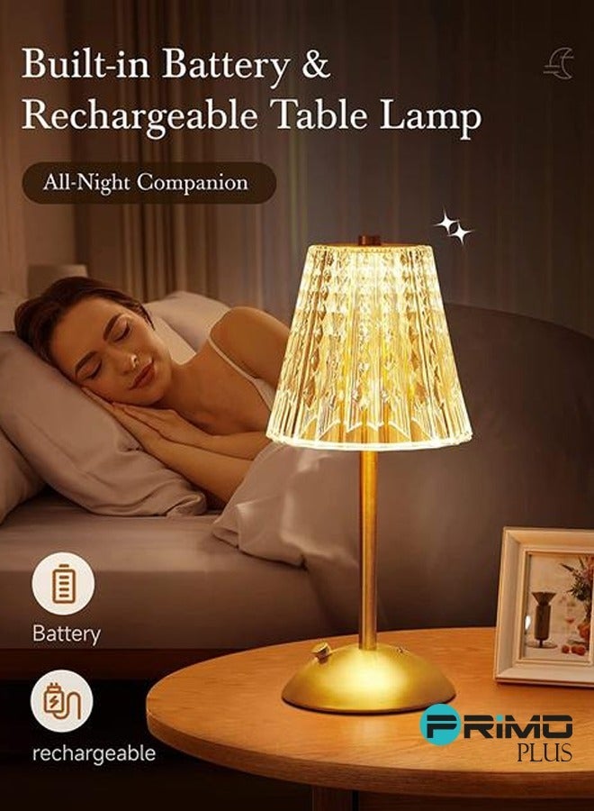 بريمو بلس مصباح طاولة معدني من الكريستال الماسي ذهبي - Image 5