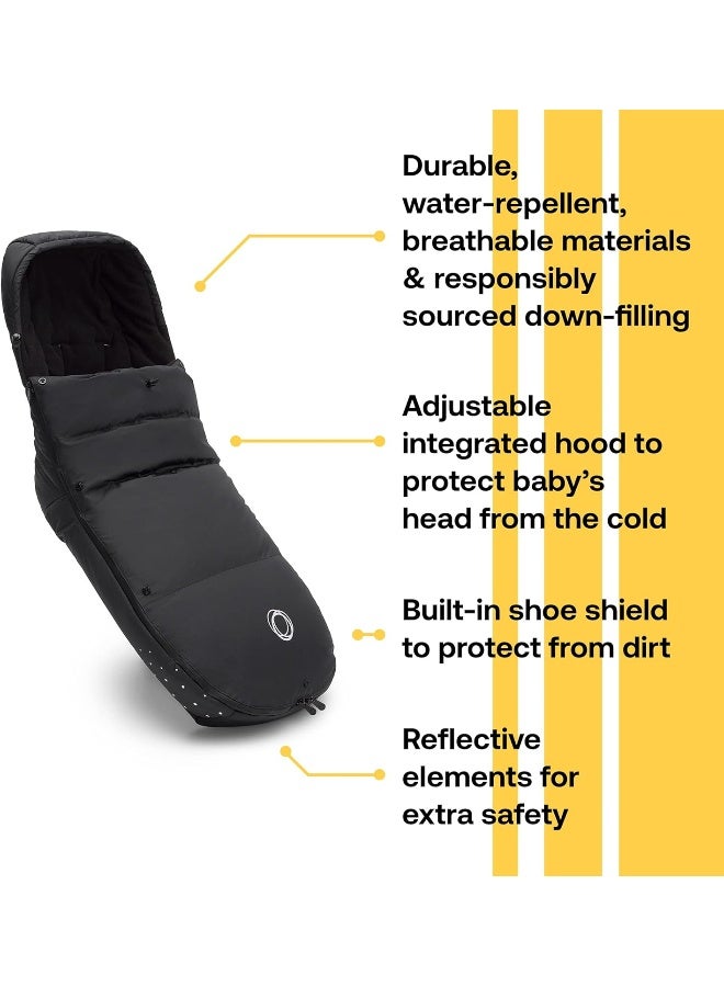Bugaboo Performance Winter Footmuff - Stroller Accessory Weatherproof Climate Control Removable and Reflective - Midnight Black - Image 3
