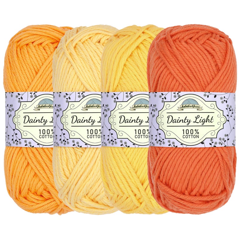 BambooMN JubileeYarn Dainty Light Yarn  100gSkein Worsted Weight Cotton  Shades of Yellow  4 Skeins