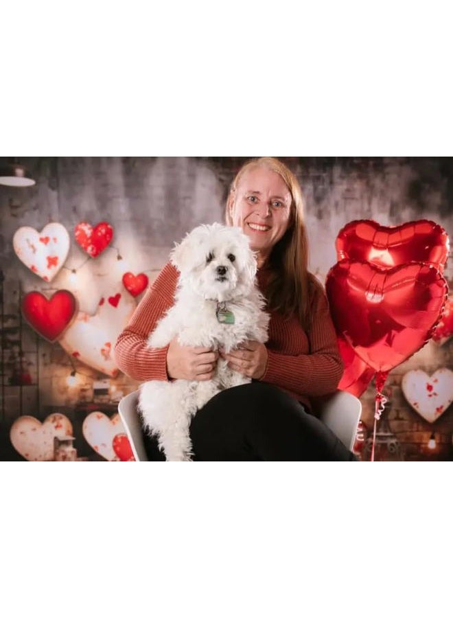 Kate Valentines Backdrops for Photography Valentine's Day Backdrop Red Heart Photo Backdrops Vintage Wall Photo Backdrop, 7x5ft - Image 2