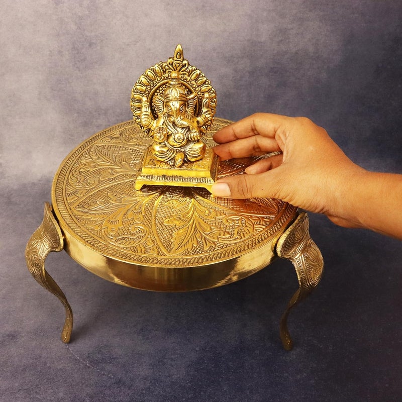 Spillbox كرسي سبيلبوكس نحاسي موكالي بيتا تشوكي باجوت بوجا لتماثيل الآلهة ديكور المنزل معبد ديwali كبير موكالي - Image 3