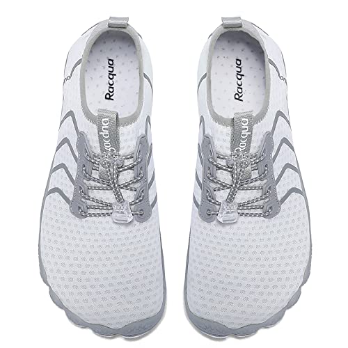 Racqua Surf Shoes Quick Dry Barefoot Water Aqua Sport Beach Swim Pool Hiking Diving Walking for Men Women White 7.5 W/6.5 M - Image 4