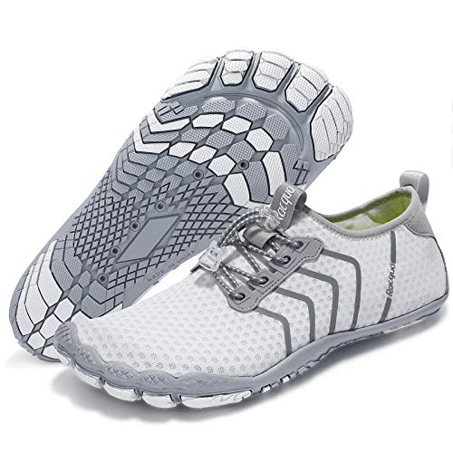 Racqua Surf Shoes Quick Dry Barefoot Water Aqua Sport Beach Swim Pool Hiking Diving Walking for Men Women White 7.5 W/6.5 M - Image 1