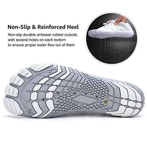 Racqua Surf Shoes Quick Dry Barefoot Water Aqua Sport Beach Swim Pool Hiking Diving Walking for Men Women White 7.5 W/6.5 M - Image 5