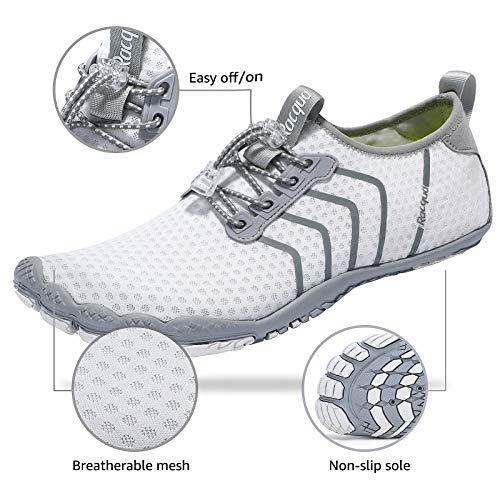 Racqua Surf Shoes Quick Dry Barefoot Water Aqua Sport Beach Swim Pool Hiking Diving Walking for Men Women White 7.5 W/6.5 M - Image 3