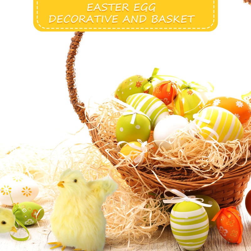 Sinmoe 9 Pcs Spring Easter Chicken Decoration Set 4 Pcs Realistic Plush Little Chick Figurine Fluffy Chicks 4 Pcs Craft Foam Egg 1 Bag Yellow Easter Grass for Photography DIY Crafting Easter Hunt Party - Image 5