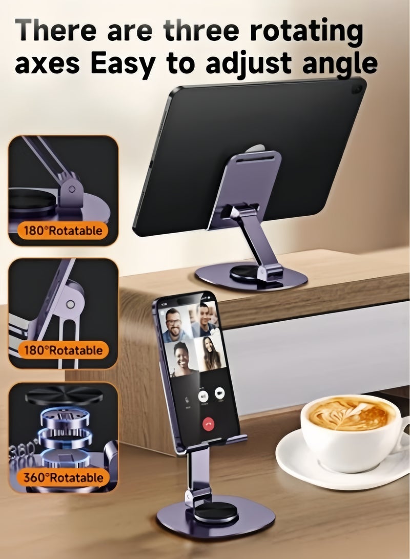 كيفن حامل هاتف معدني مكتبي قابل للطي، حامل موبايل ة دوار بزاوية 360 درجة، حامل جوال محمول، حامل هاتف محمول, للمكتب ارتفاع قابل للتعديل حامل iPhone حامل iPhone قابل للطي لجميع هواتف - Image 2