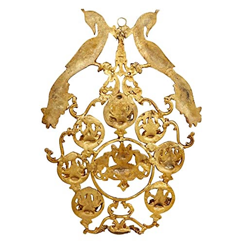 ARTVARKO Brass Ashtalakshmi | Ashta Lakshmi Diya with Peacock Wall Hanging for Diwali Pooja Mandir Temple Office Décor Gift Gold Color Height 18 Inch - Image 4