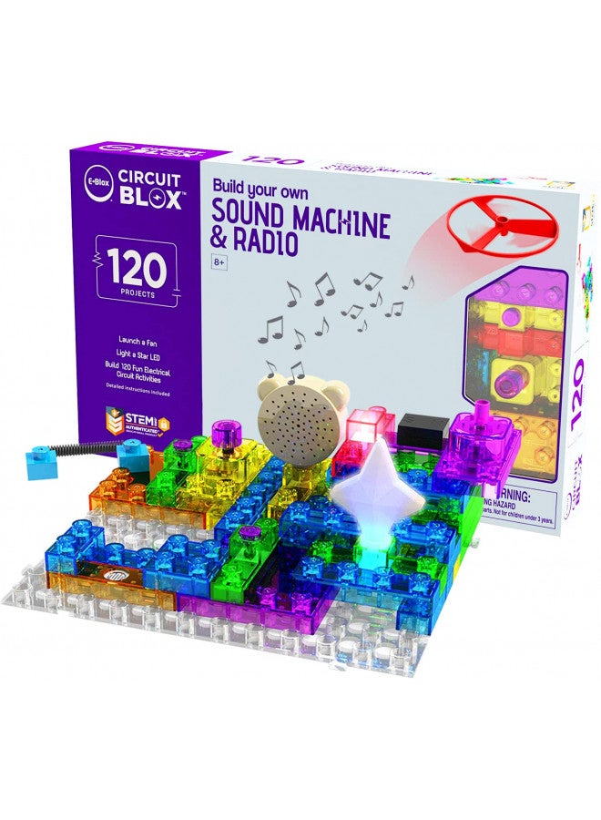 E-Blox Building Blocks STEM Circuit Kit, 120 Projects, Build Your Own Sound Machine & Radio, Build Real Working FM Radio & Listen to Favorite Station, Science, Birthday Gift, Boys, Girls, 8+ - Image 1