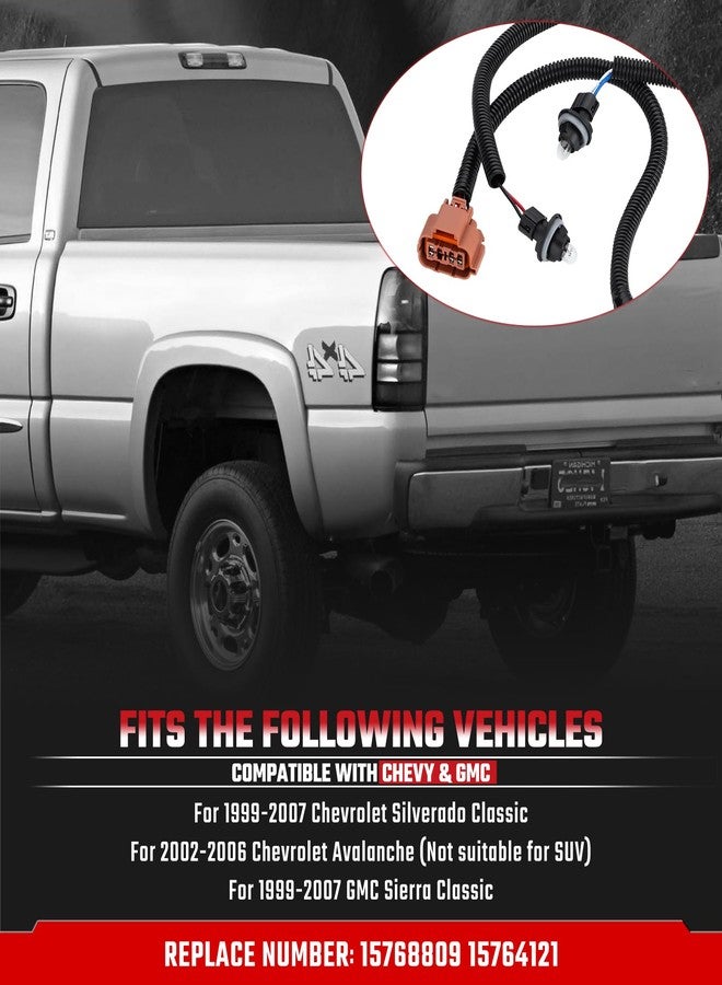 ISINFLASH Rear Bumper License Plate Light Harness Fit for Chevy Classic Silverado, Fit for GMC Classic Sierra 1999-2007, Fit for Chevy Avalanche 2002-2006 Replaces 15768809 15764121 with 2X Bulb - Image 2
