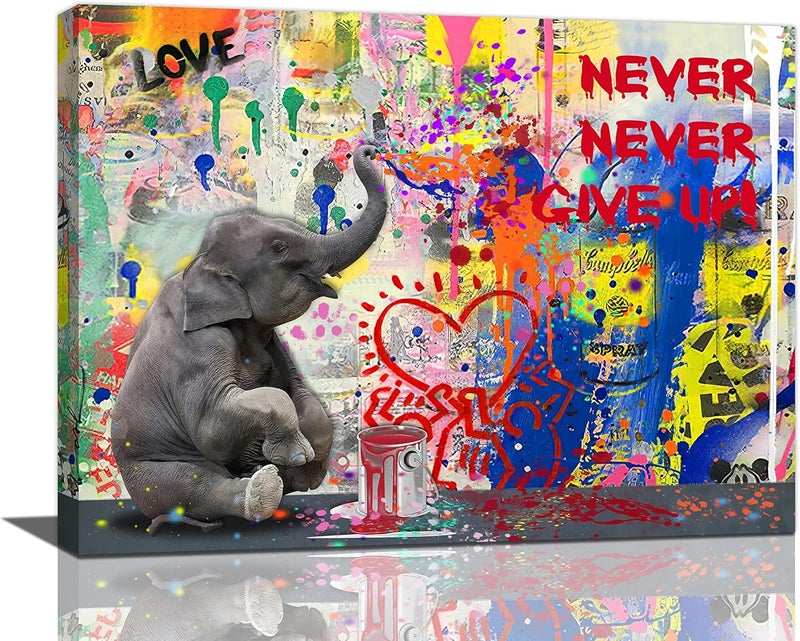 remzoke Banksy Inspired Elephant Canvas Wall Art - Image 1