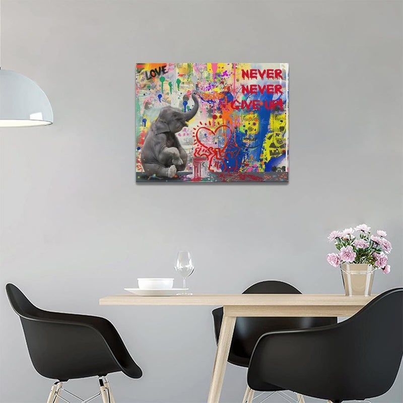 remzoke Banksy Inspired Elephant Canvas Wall Art - Image 2