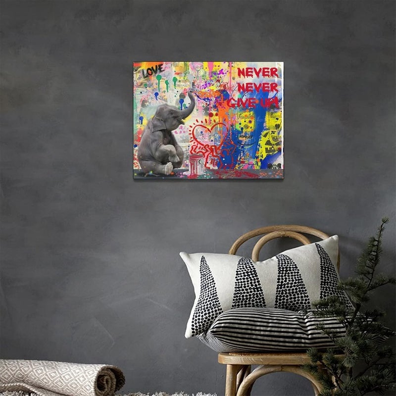 remzoke Banksy Inspired Elephant Canvas Wall Art - Image 4