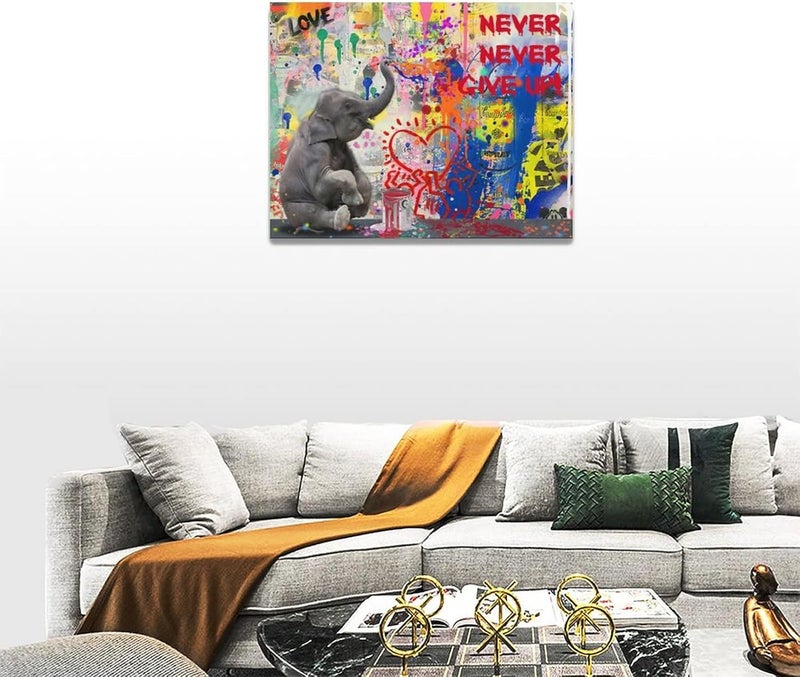 remzoke Banksy Inspired Elephant Canvas Wall Art - Image 3