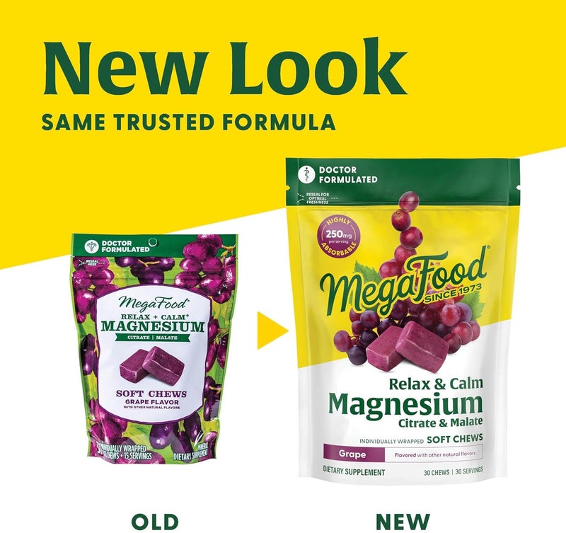 MegaFood Relax  Calm Magnesium Supplement  Soft Chews with Magnesium Citrate  Malate for Heart Health Muscle Tension  More  Vegetarian  GrapeFlavor  30 Chews 15 Servings - Image 3