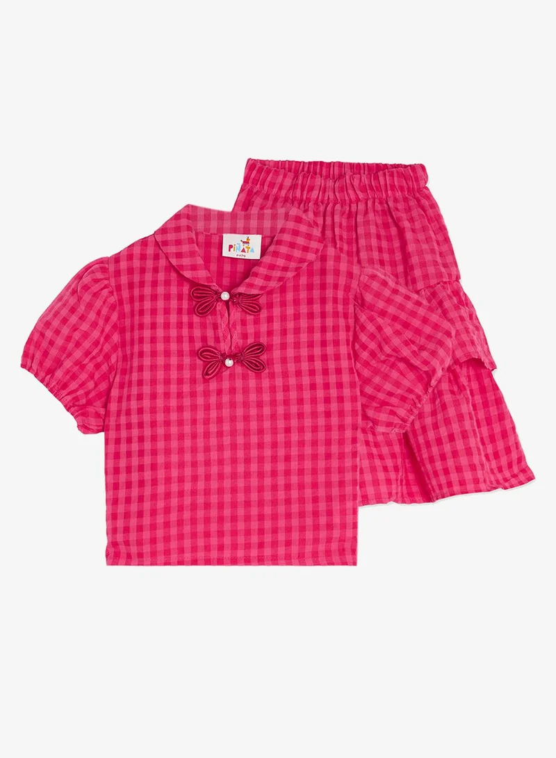 Pinata Pink Gingham Top and Skirt Set